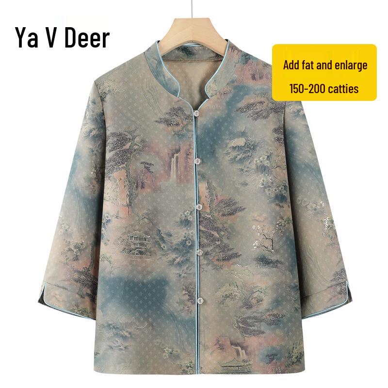 Women s Chinese Style Floral Lightweight Summer Shirt 7XL