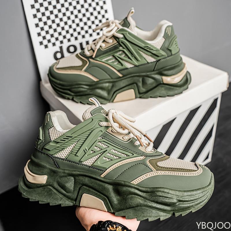 New Spring Mesh Breathable Shoes Casual Comfortable Men's Sneakers Fashionable Versatile Height Increasing Thick Soled Shoes
