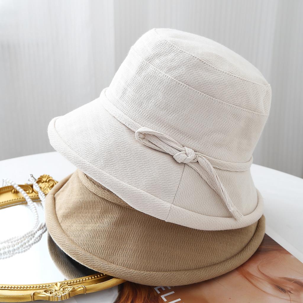 Simple Wind Internet Celebrities Show Face Small Bucket Hat Women Autumn and Winter Warm Hat Curling Edge Basin Hat Outdoor Sun Hat