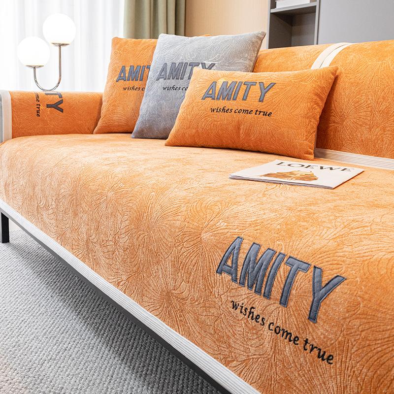 

Chenier Sofa Cushion, Universal In All Seasons, Embroidered Letters, High-End Non-Slip Seat Cushion, Cover Cloth Leather Sofa Cover 70*70cm