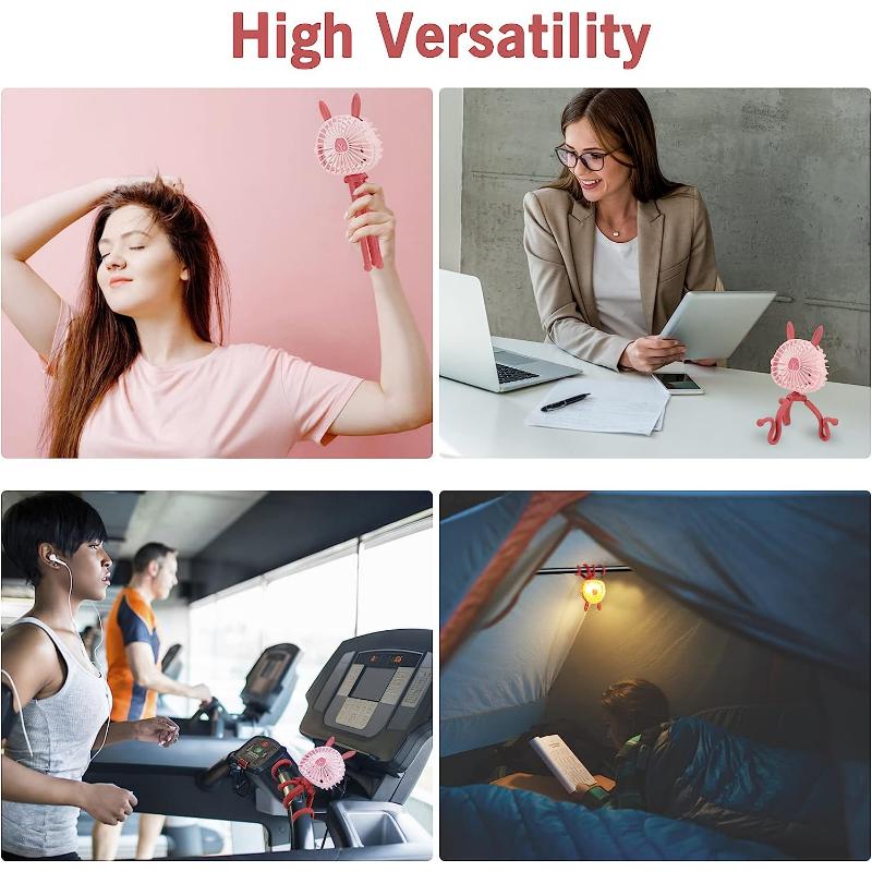 Baby Stroller Cooling Fan Portable Handheld Fan 360° Rotate Flexible Tripod Rechargeable for Bed Car Seat Travel Easter Bunny
