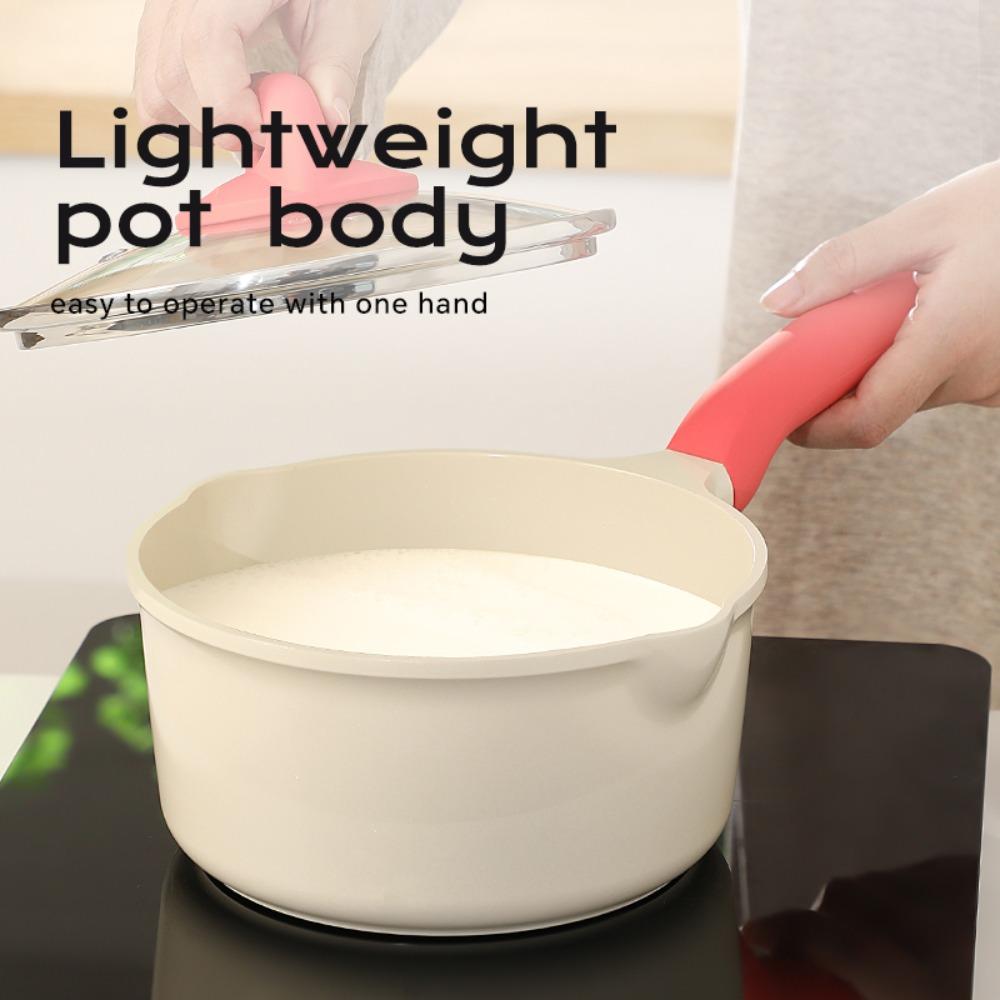 DONNOR Milk Pot Nonstick Induction Pot 2qt  Small Cooking Pot Soup Cooking Pot Non Toxic Sauce Pans for Kitchen PFAS Free
