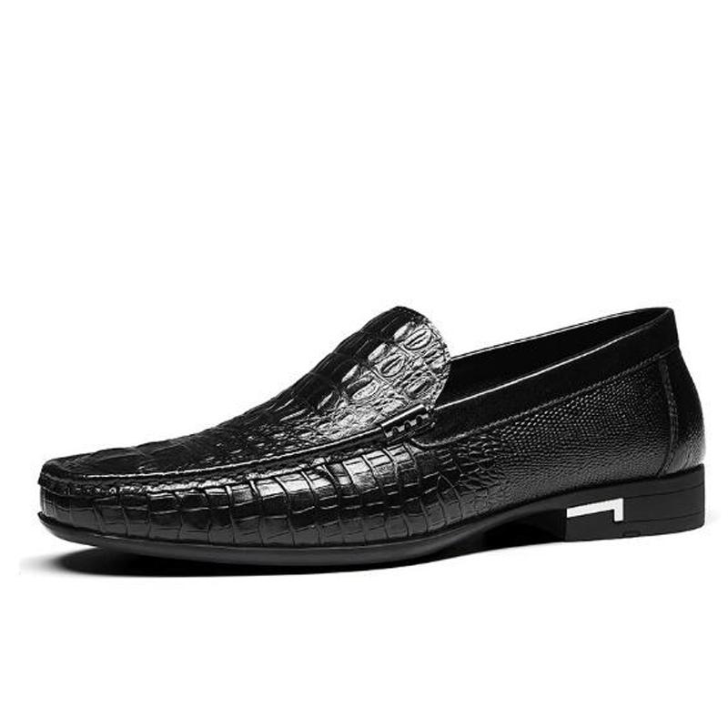 

Новые модные мужские туфли с крокодиловым принтом, повседневные туфли из натуральной кожи, черные туфли для вождения, кожаные мужские мокасины на мягкой подошве D101 40 чёрный