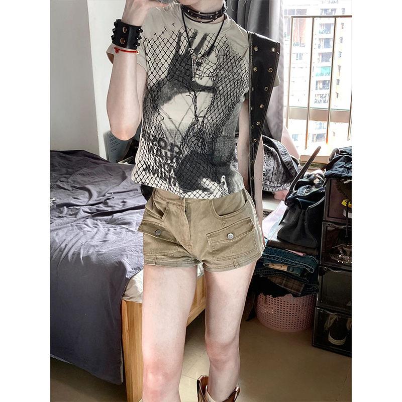 Girls Y2K T-shirts Retron Short Sleeve Beauty Cool Women Design Sexy Tees Round Neck