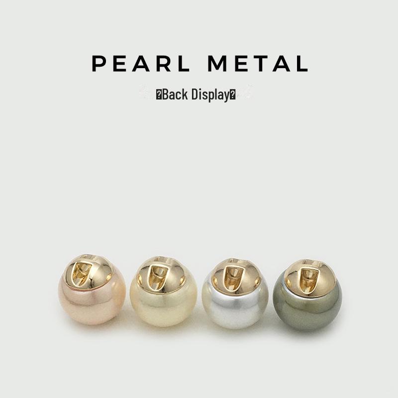 Beige High-Gloss Pearl Metal Button for Women's Shirt, Jacket, Cardigan, Sweater, or Coat