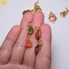 Copper-Plated 24k Gold Gourd Fulushou Fu Charm Pendant for DIY Jewelry