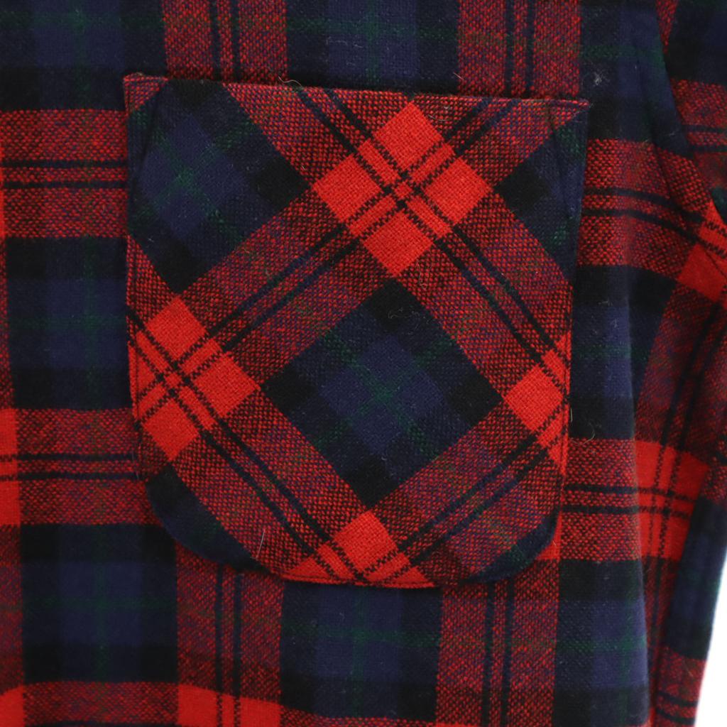 50s 60s Vintage Check Pattern Long Sleeve Flannel Shirt S Red Men's Used