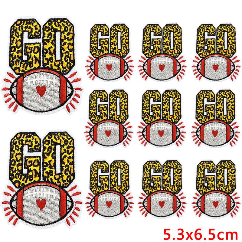 10pcs Cartoon Iron On Patches For Clothing Diy Rugby Game Day Embroidery Patch On Clothes Jackets Sew Applique Stickers Badge