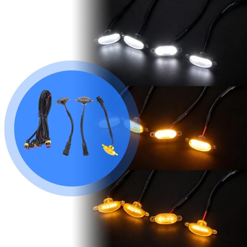 Four-Piece Vehicle Grille Light Kit, 12V LED Modules with One-to-Four Wiring Harness for Pickup Lighting Projects