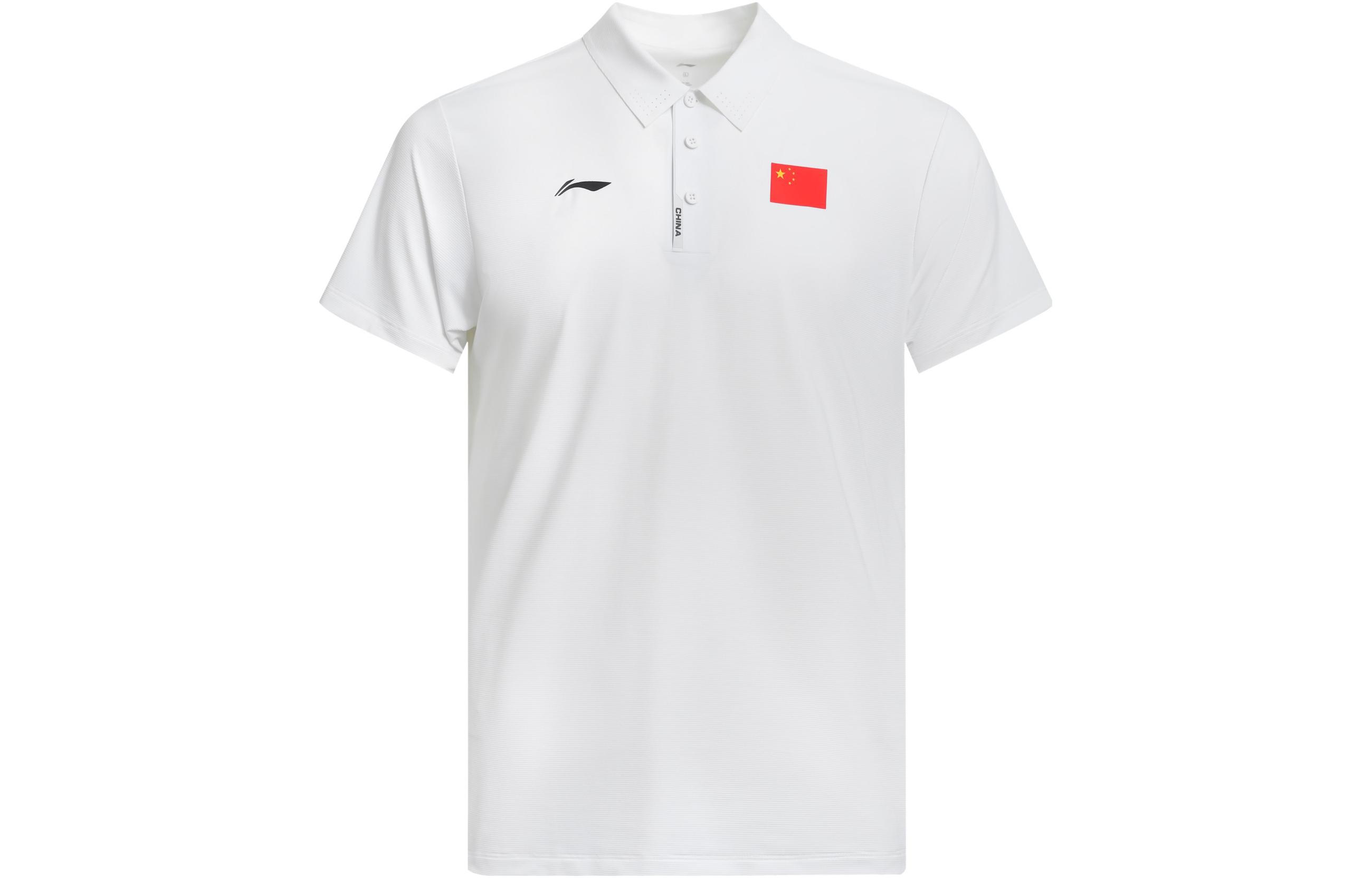 Li Ning Polo Shirts Unisex White Polo Collar Moderate Straight Fit APLT209-2 L