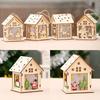 Elegant Led Light Wood House Ornament For Christmas Tree Hanging Decor