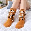 Comfy Indoor Slipper Socks 1 Pair 3D Knit Animal Socks Fuzzy Cute Novelty Knitted Hand Crocheted Floor Sock Stuffed Christmas Gift for Kids
