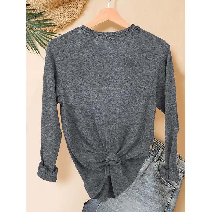 2026 New Women Autumn Winter Tops Letter And Insect Print Crew Neck Long Sleeve T Shirt Can Be Worn As Inner Layer
