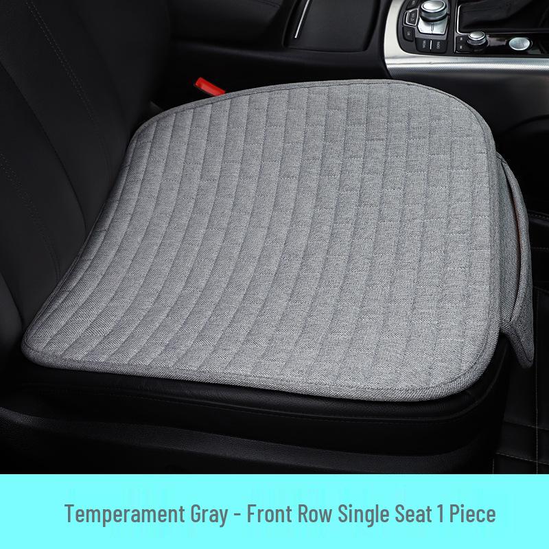 Universal All-Season Car Seat Cushion Set: Cooling Cotton Linen Protective Covers