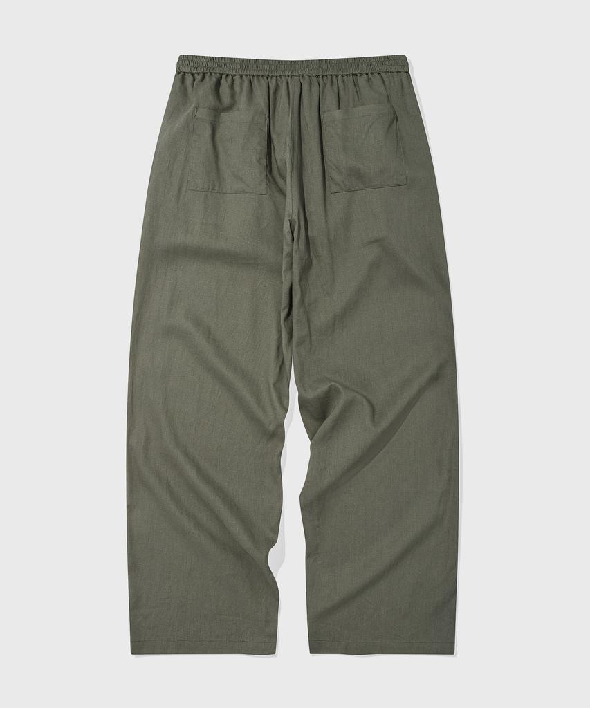 KIIMUIR (Women) Summer Semi-Wide Linen Pants_Khaki