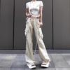 High Waist Women's Straight Leg Parachute Pants with Drawstring - 2025 Casual Niche Design