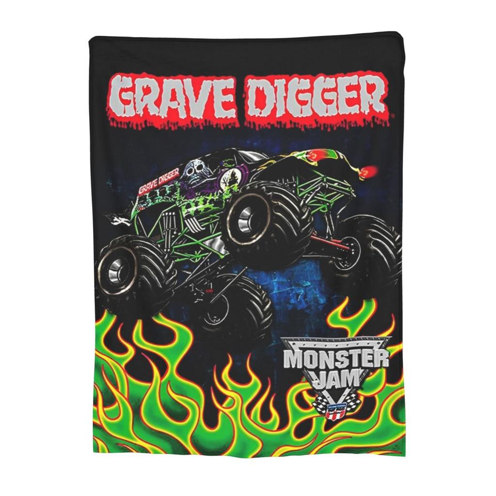 Monster Jam Grave Digger Truck Blanket Cover Wool Throw Blanket Home Couch Printed Soft Warm Bedsprea