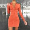 Ins Sexy Internet Celebrity Hottie Lapel Tight Skirt Summer New Single-breasted Cardigan Pleated Dress