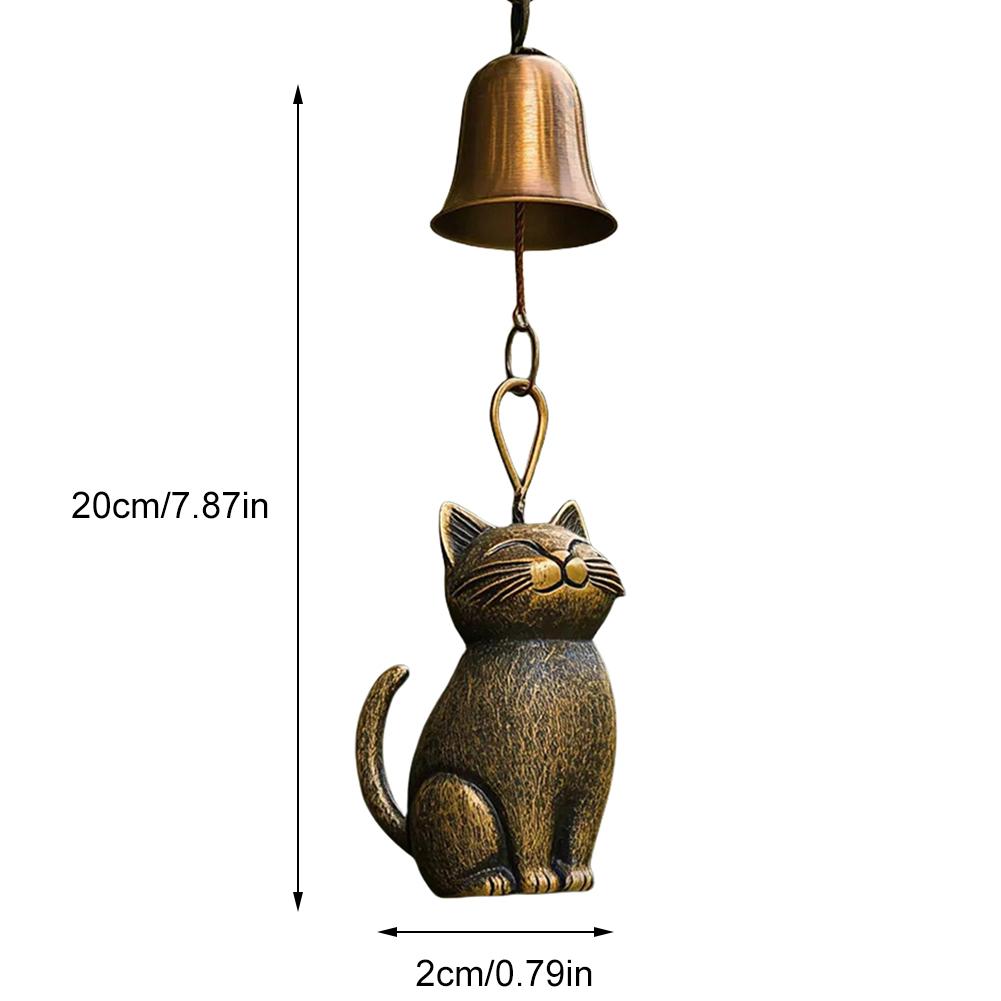 Brass Cat Wind Chime Handcraft Cute Cat Wind Chime Unique Kitten Wind Chime Memorial Windchime for Door and Window Decoration
