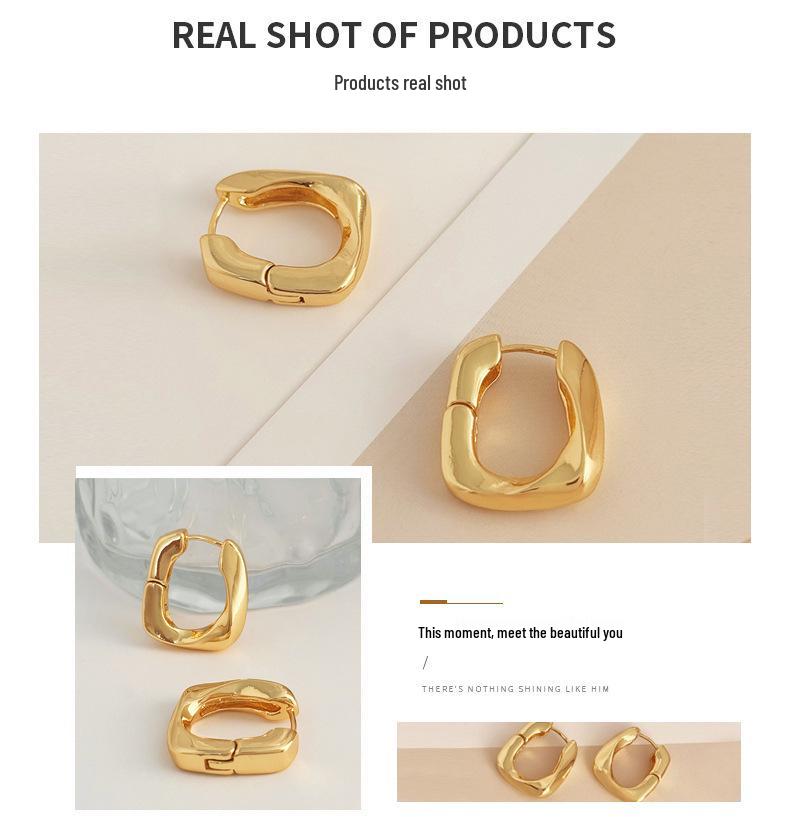 French-Inspired U-Shaped Gold-Plated Twist Earrings for Women: Unique Niche Design with a Sophisticated Touch