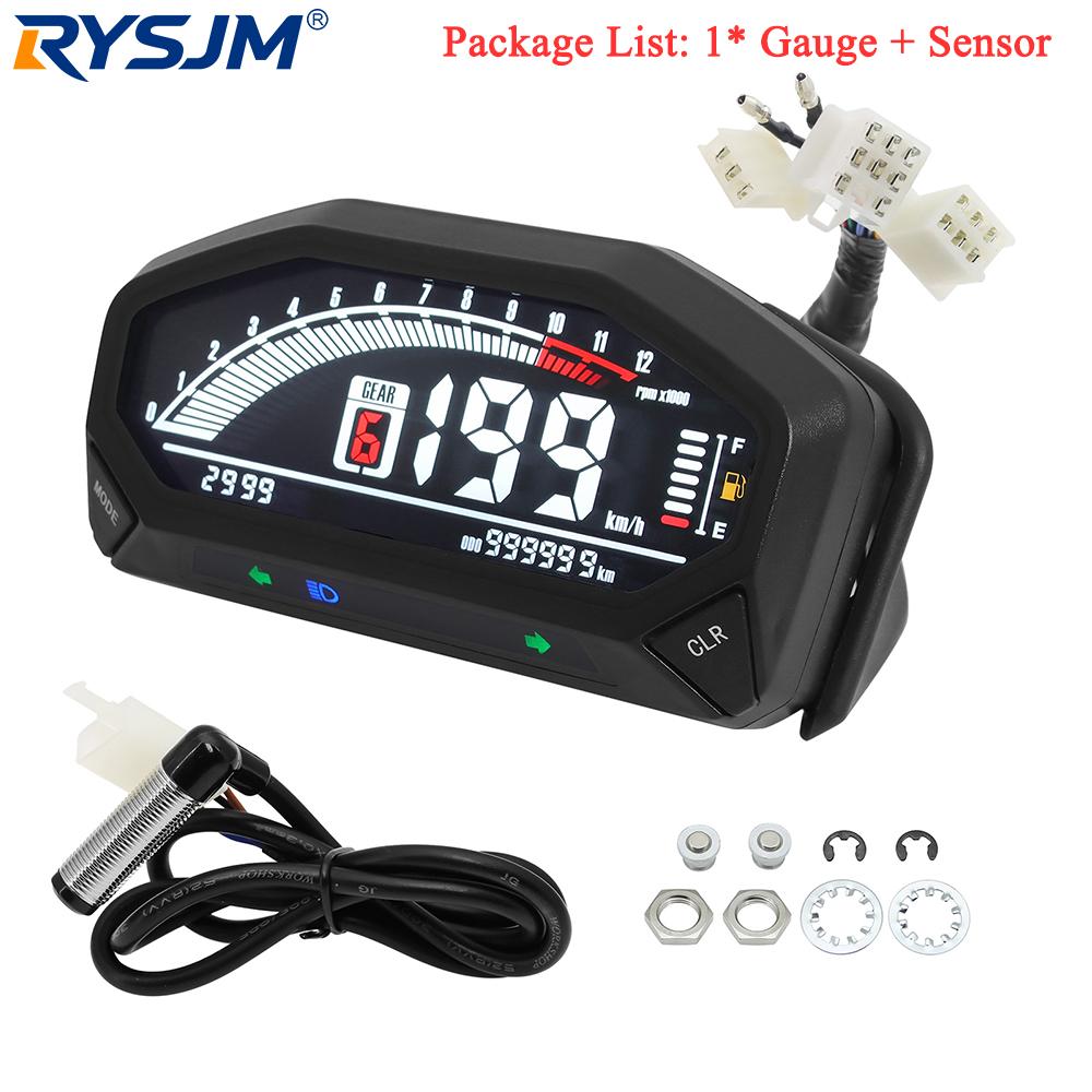 12V Universal Motorcycle Speedometer Digital Dash LCD RPM Odometer Tachometer With Sensor Bracket For 1/2/4 Cylinder Motorbike