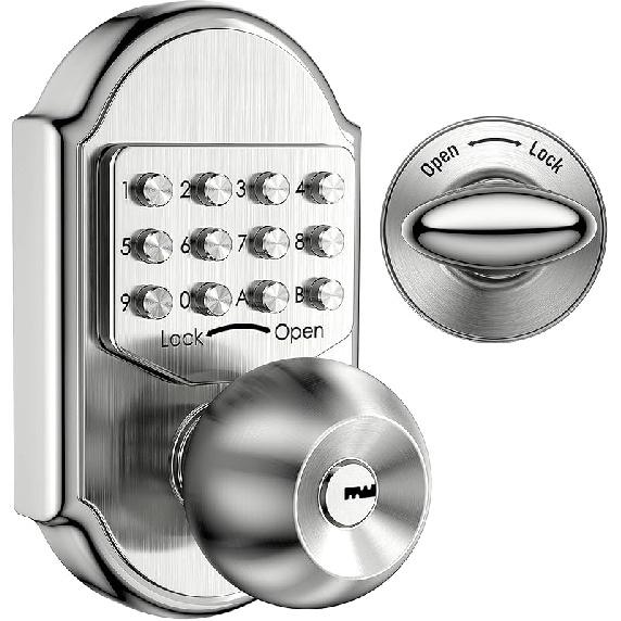Keyless Entry Door Lock Deadbolt Keypad Mechanical Stainless Steel (Pass Code or Key) 100% Mechanical, No Electronic silvery2