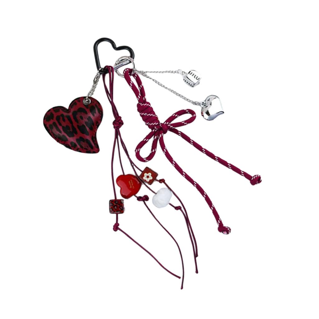 PU Bows Heart Keychain Charm Elegant Bag Accessory Gift For Women Girls Lightweight Bag Pendant For Purse Keys Phone