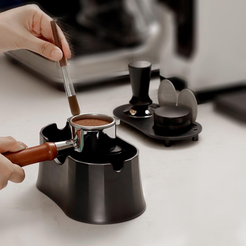 2 in 1 Coffee Tamper Stand Silicone Base Non-slip Espresso Portafilter Holder Plastic Large Capacity Coffee Knock Box Cafe