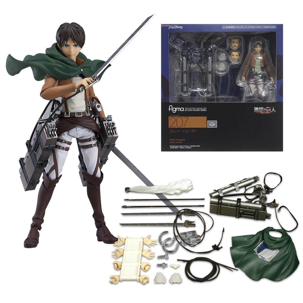 Anime Figure Attack On Titan Eren Jaeger Standing Holding Sword Detachable Model Perfect Toy PVC Collection Desktop Ornaments 14CM