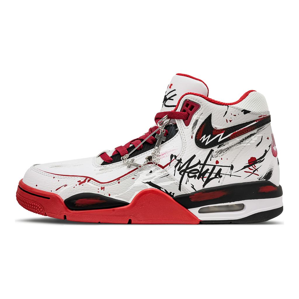 Nike Flight Legacy Crack Coverage Support Height Increasing High top Vintage Basketball Shoes Men's Red White BQ4212-100(Team861-)