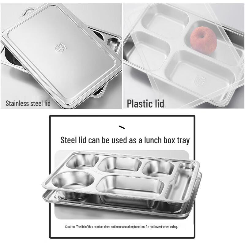 Shengjia 304 Stainless Steel Deep Four-Compartment Divided Meal Tray