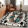 Alpaca Skull Floral Area Rug: Non-Slip Decor Mat for Living Room, Bedroom, Bathroom, Kitchen, Indoor Home Decoration