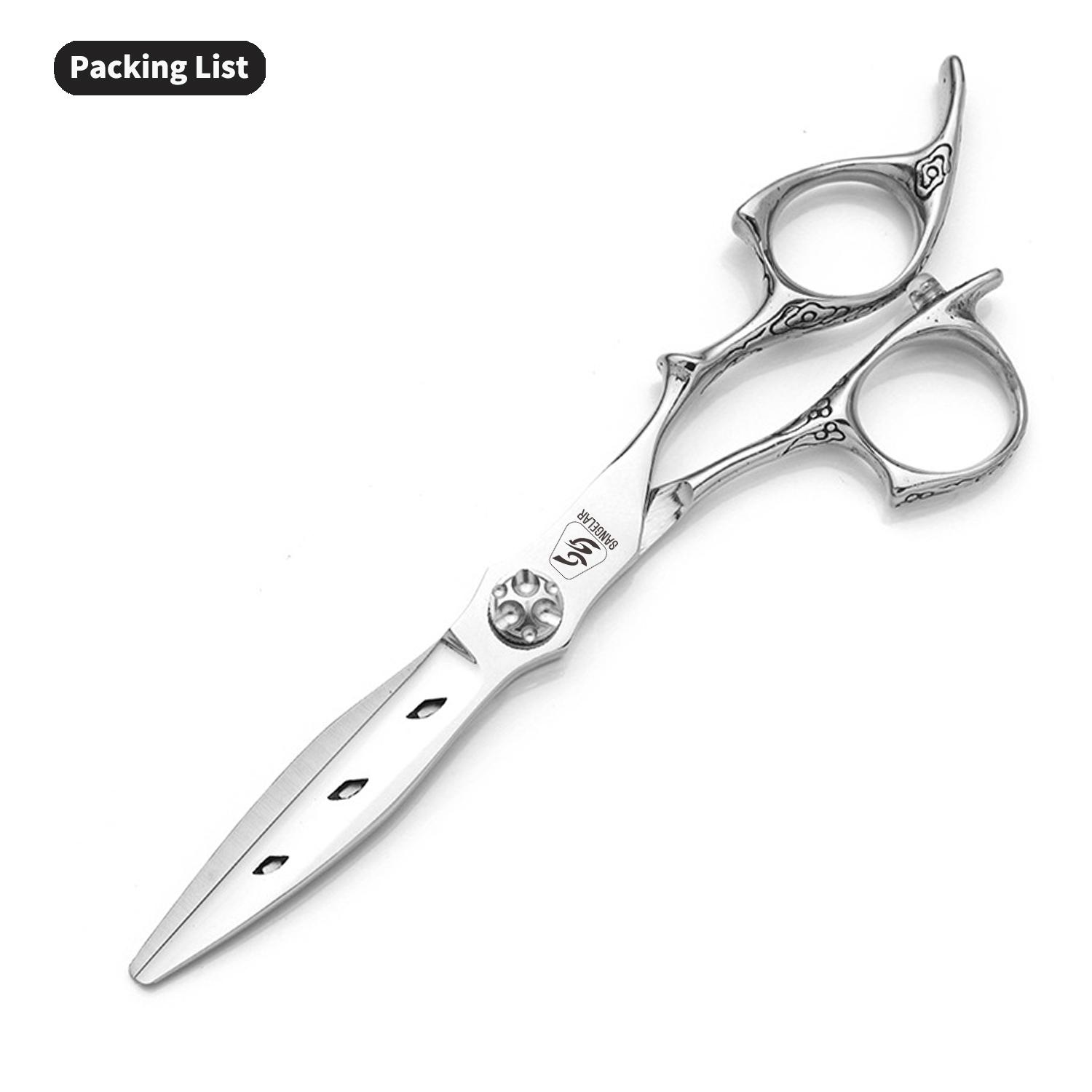 

Sangelar 6 дюймовые парикмахерские ножницы высшего качества, самые популярные парикмахерские ножницы для придания формы волосам, серебристый цвет, горячая дизайнерская ручка 6 Cutting серебряный