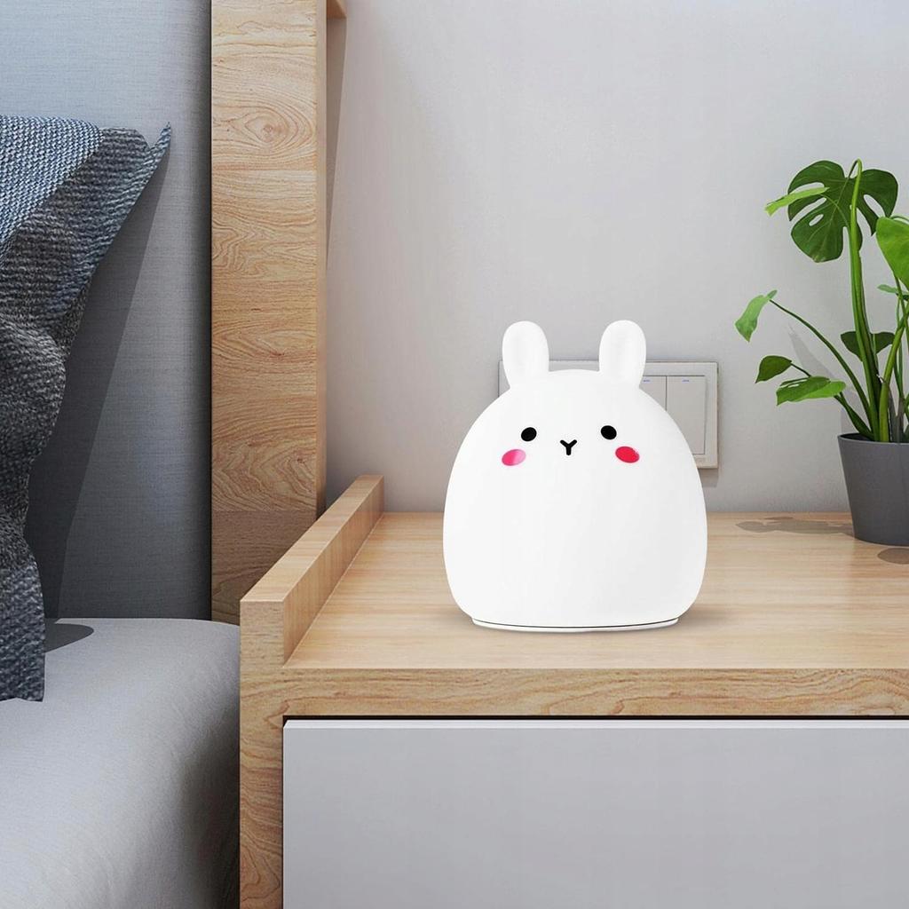 Soft rabbit lamp with remote control Silicone for children multicolor USB