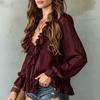 BITCED Women's Fashion Casual Long Sleeve V-Neck Blouses & Shirts