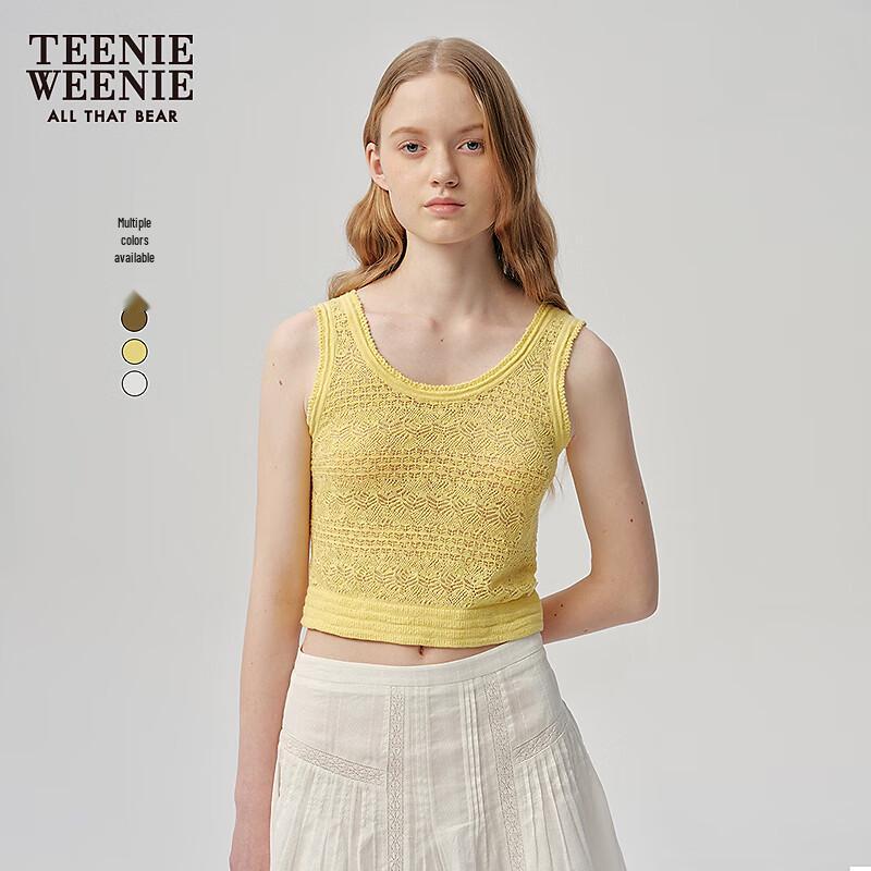 Teenie Weenie Women's French Fashion Hollow Knit Crop Top