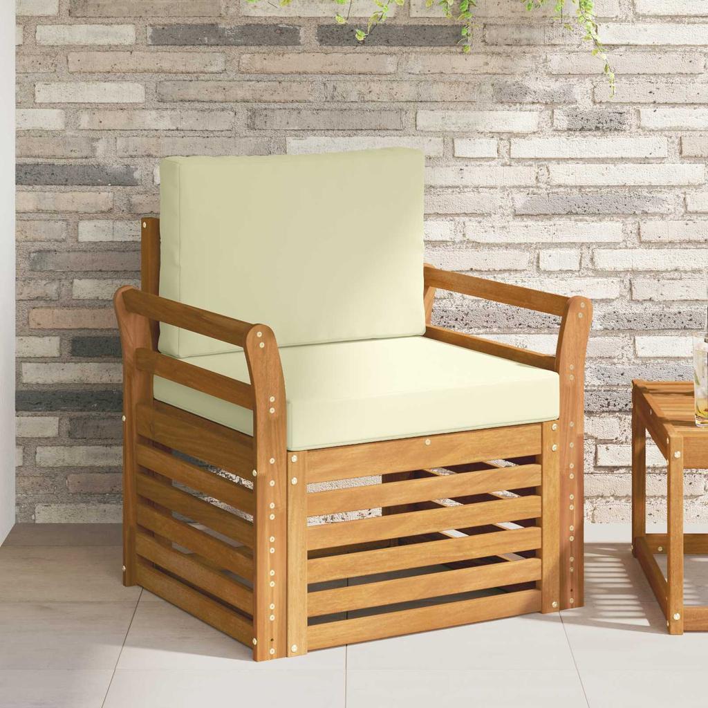Outdoor Sofa Set Solid Acacia Wood and Polyester