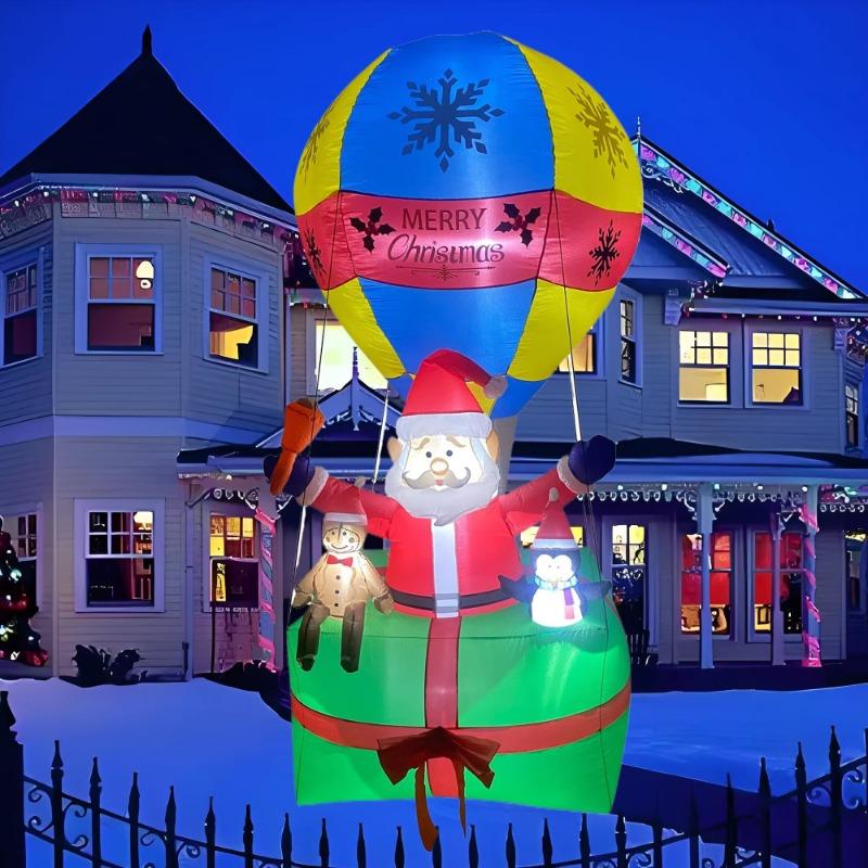 Christmas Decoration Inflatable Toys Hot Air Balloon Santa Claus with LED Light 2.7M Inflatable Model Indoor Outdoor Decor