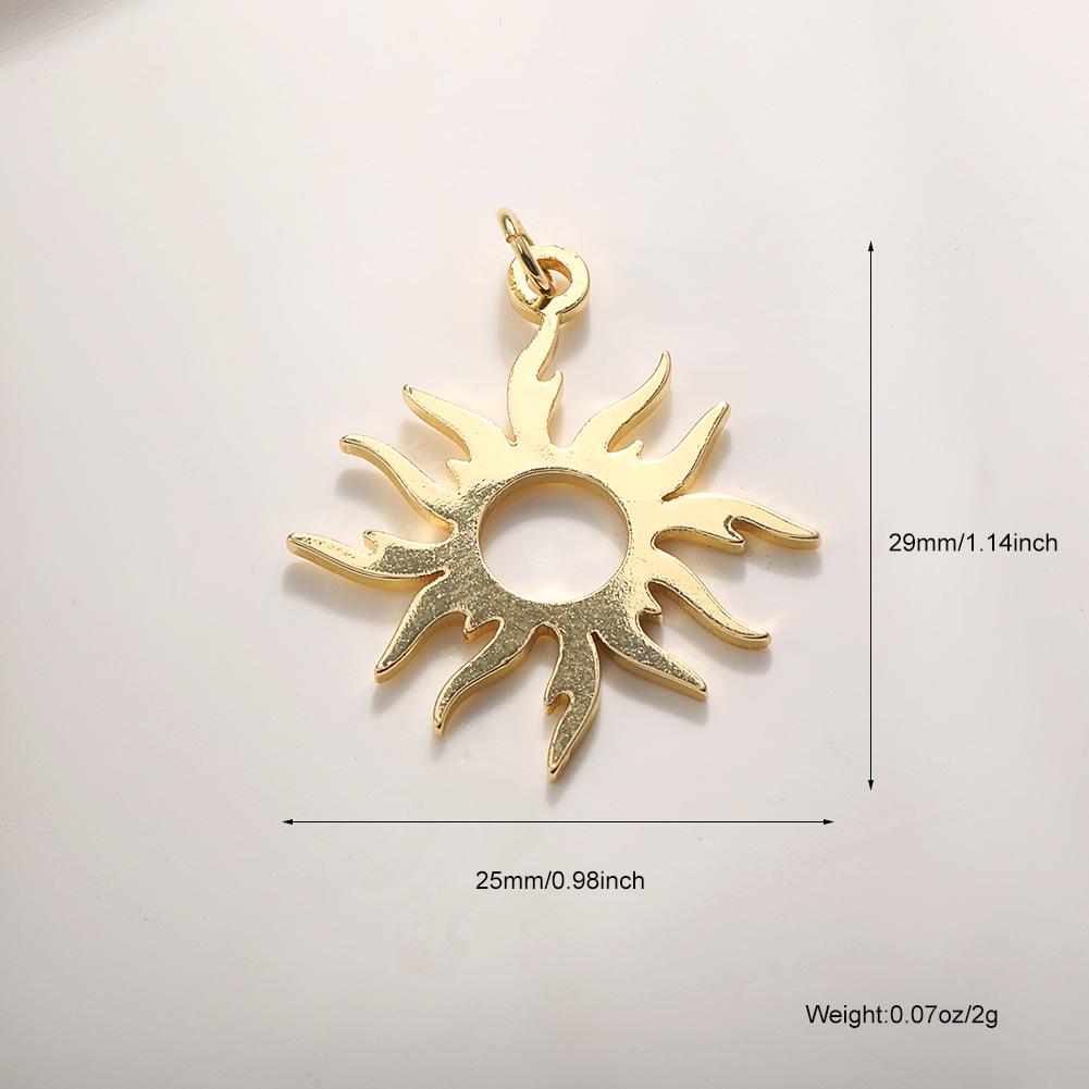 Trendy Sun Pendant Copper Gold-Plated Drip Oil DIY Jewelry: Necklace, Bracelet, Earring Accessories for Women