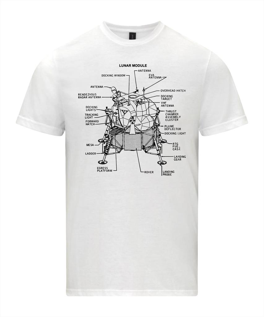 Eagle Lunar Lander T-Shirt Apollo 11 Moon Landing Tee Graphic T Shirts Retro Streetwear Crew-neck Short-sleeved Men's T-shirt