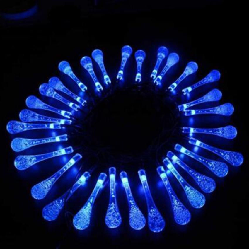 

Сонячні лампи Тип крапель води Водонепроникні 6 м Струнні вогні Різдвяні вуличні казкові вогні для весільної вечірки Прикраса саду 6M 30led синій