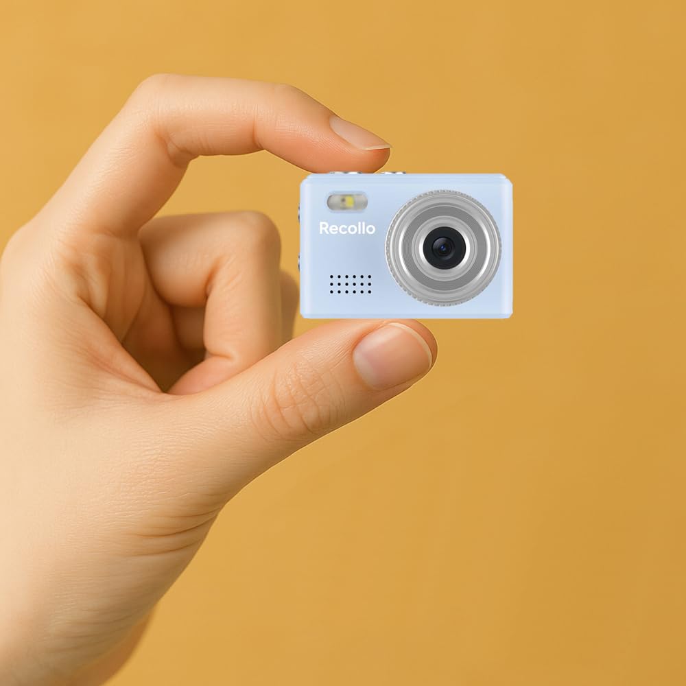 IRT Recollo (Azul) Mini Câmera de Brinquedo, Câmera Digital Compacta com Capacidades de Foto e Vídeo, Inclui Cartão MicroSD
