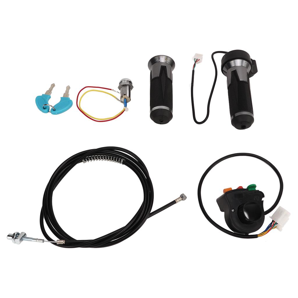 Bike Throttle Grip Kit Anti Slip Bike Drum Brake Line Ignition Switch Key Kit for Electric Bike Scooter Motor