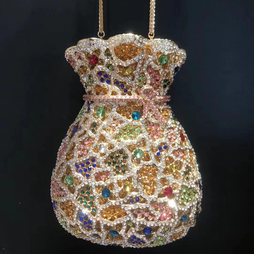 

WHTUOHENG Crystal Evening Clutch Bags Multicolored Rhinestone Girls Female Money Purse Bag Women Wedding Party Prom Purse 19cmX14cmX8cm