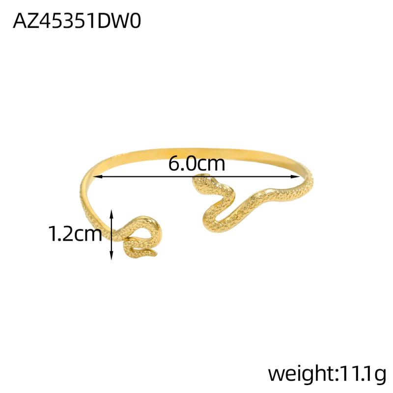 CARLIDANA Hammered Snake Stainless Steel Double Layer Cuff Bangle Water Wave Gold Plated Fashion Jewelry Bracelets Bangles