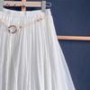 Spring Summer Women Basic White Midi Skirt Elastic Waist Soft Fairy Skirt Elegant Feminine Beach Style Skirts Womens