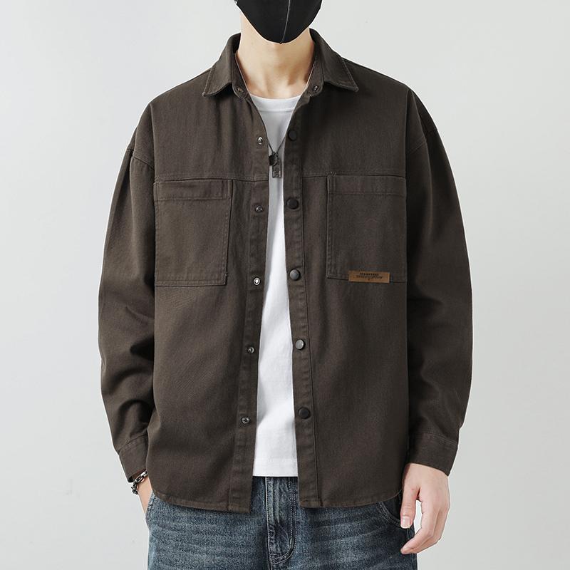 Spring New Casual Loose Trendy Jacket Men's Work Shirt Washed Denim Shirt Jacket