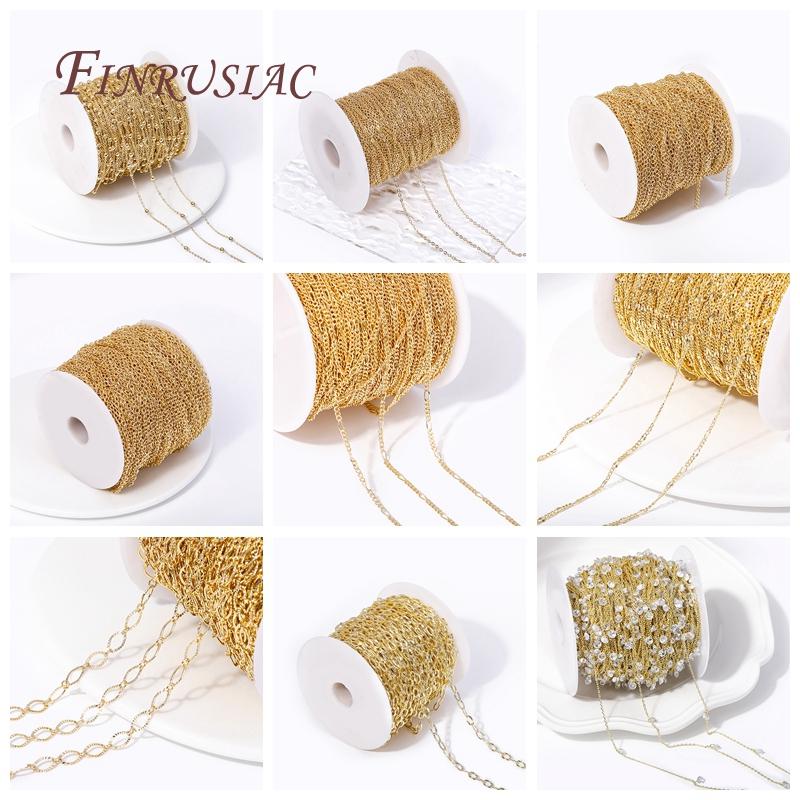 14K Gold Plated Spool Chains For DIY Handmade Jewellery Making Supplies Multi Styles Metal Bulk Chains Wholesale High Quality