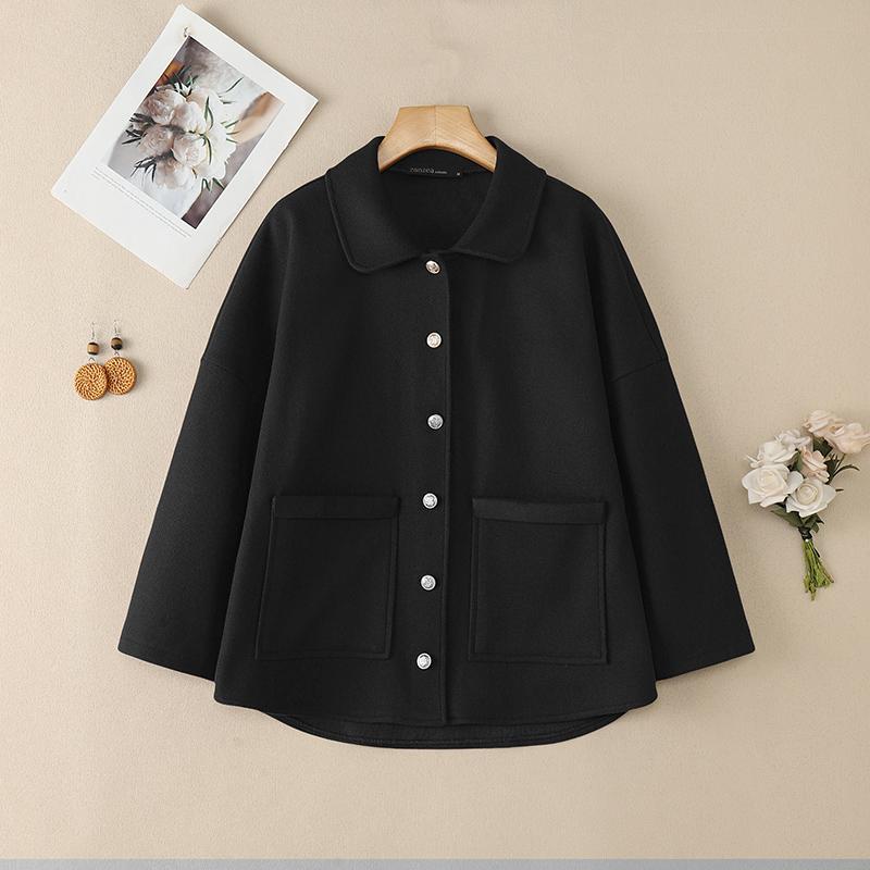 

ZANZEA Женские повседневные шерстяные куртки с отложным воротником и длинным рукавом Весенние S чёрный