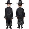 1 Set Black Hunter Costume Set Well-Crafted Traditional Clothing Role-playing Props Coat Trousers Hat Chain Accessories